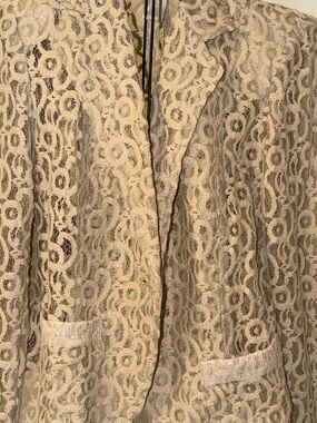 Chico's Cream Lace Overlay Lite Weight Jacket Small